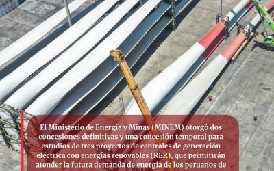 MINEM otorga concesiones para desarrollo de proyectos de generación eléctrica con recursos renovables.
